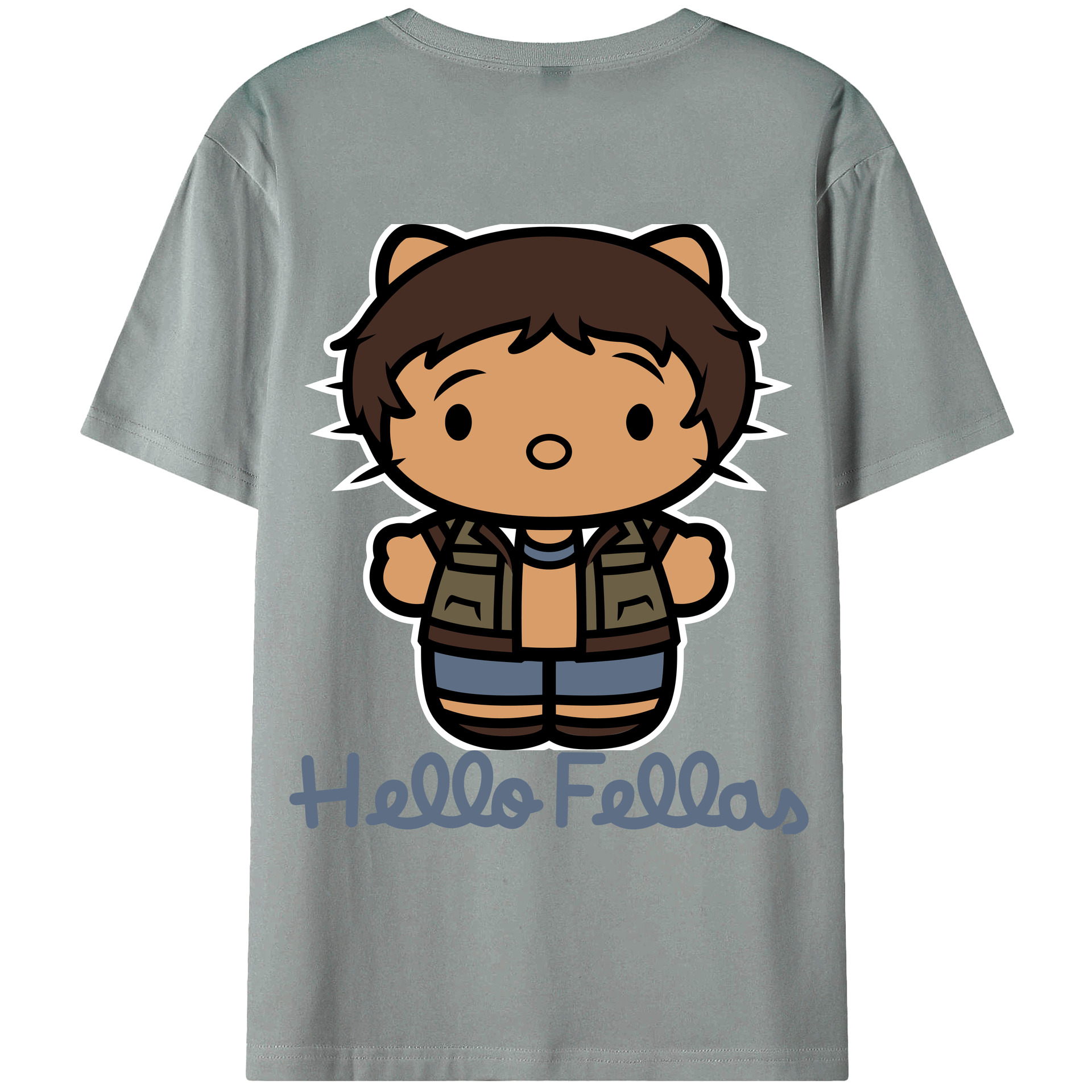 （画像用） Hello Kitty ハローキティ 綿100％ メンズ半袖Tシャツ（バックプリント） 通気性